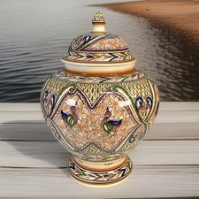Portuguese Hand-Painted Ceramic Lidded Jar Coimbra picture