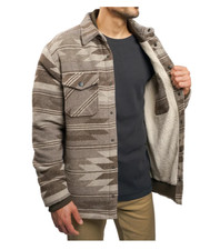 Jachs Men’s Sherpa Lined Wool Blend Shirt Jacket Heavyweight Brown Size L picture
