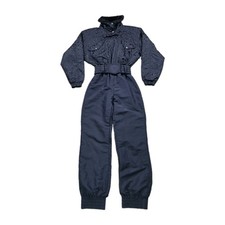 VTG NILS Skiwear Snowsuit 8 Black Damask Floral One Piece Jumpsuit USA Made picture