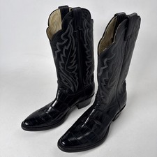 Vintage Justin 8867 Alligator Belly Cowboy Boots Mens 9.5D Black Imperfect READ picture