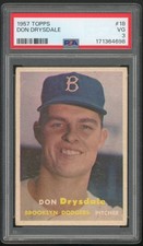 1957 Topps Don Drysdale #18 PSA 3 VG RC Rookie HOF Brooklyn Dodgers picture