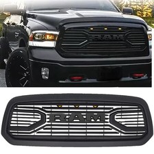 Front Grille For 2013-2018 Dodge Ram 1500 Upper Grill Matte Black W/Letter W/LED picture