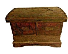 Original Antique Bronze and Wood Gate Jewelry Box picture