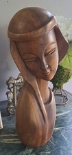 Vintage  Hand Carved Womans Bust 13