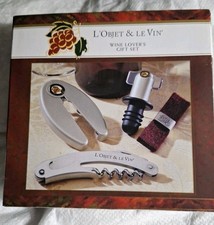 Turning Leaf Wine Lover's Gift Set. Corkscrew, Foil Cutter, Stopper, Drip Collar picture