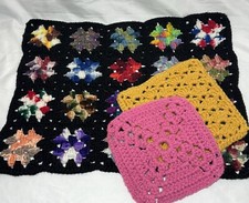 Lot Of 3 VTG Hand Crochet Hot Pads Trivets Pot Holders Colorful Granny Cottage picture