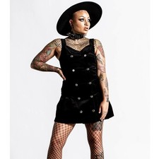 KILLSTAR Griselda Double Breasted Corduroy Mini Dress Black Sz M {G35} picture
