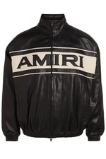 Amiri Black Leather Jacket Men’s – Premium Real Leather, Full Zip, Logo Panel, picture