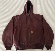  VINTAGE CARHARTT HOODED JACKET SIZE XL J06BRG RARE BURGUNDY COLOR  picture
