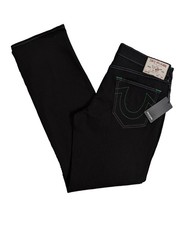 New True Religion Ricky SN Flap Relaxed Straight Jeans Men`s Size 38x34 Black picture
