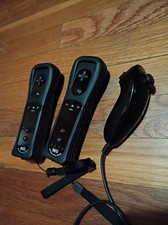 Nintendo Wii Remote Motion Plus Inside Controllers BLCK Pack of 2  1 Nunchuck picture