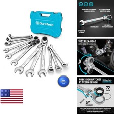 DURATECH 12-Piece Flex-Head Ratcheting Combination Wrench Set Metric picture