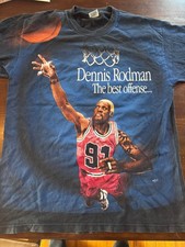 Vintage 1990s Dennis Rodman AOP Offense Defense t-shirt made size L murina picture