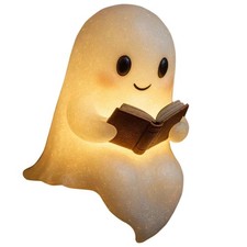 Halloween Ghost Reading Book Lamp, Funny Ghost Figurine Statue S picture
