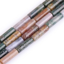 GEM-Inside Natural 4x12mm Column Tube Indian Agate Gemstone Loose Beads for Jewe picture