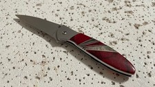 Kershaw 1660 Red Jasper Leek Folding Pocket Knife Linerlock Plain Blade A/O - - picture