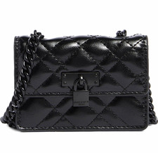 Kurt Geiger Black Quilted Diamond Shoulder Bag Chain Strap Padlock Closure picture