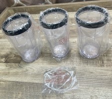 Brand New Bella Cucina Rocket Blender 3 Drinking Cups Tall W Rim Set Of 3 OEM picture