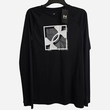 NWT Under Armour UA Boys Black Velocity Branded Longsleeve Athletic T-Shirt YXL picture