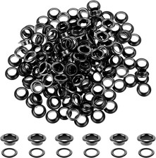 200 Sets Black Metal Eyelets and Grommets Kit for Fabric and Leather Projects picture