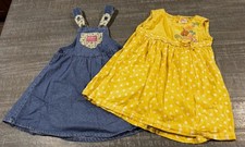 Vtg 90s OshKosh Bgosh Pink Tag Denim Jumper Dress Lot Size 6 Yellow Polka Dot picture