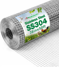 Amagabeli 36inch x 50ft SS304 Stainless Steel Welded Wire Mesh 1/2 inch Square picture