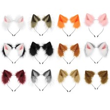 Share Faux Fur Cat Fox Ears Headband Furry Animal Hair Hoop Halloween Cosplay Co picture