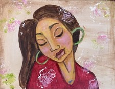 Original 8x10 Modern African American Abstract Portrait Painting on Canvas ART picture