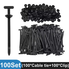 100 PCS Nylon Universal Cable Tie Buckle+Heavy Duty Self-Locking Zip Ties Holder picture