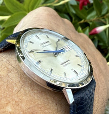 VINTAGE MINTY 36MM LONGINES  ADMIRAL 5 STAR AUTOMATIC DAY/DATE - RUNS GREAT picture