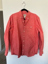 L.L.Bean Traditional Fit Coral Pink Comfort Stretch Chambray Button-Down Shirt picture