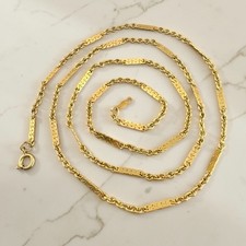 Vintage 1/20 12K Gold Filled Bar Link Chain Necklace 24