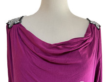 B'leev Women XL Berry-Pink Black Lace Cowl Neck Boho Chic Sleeveless Tunic Top picture