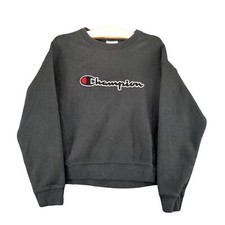 Vintage Champion Reverse Weave Sweatshirt Size M Black Big Embroidered Logo picture