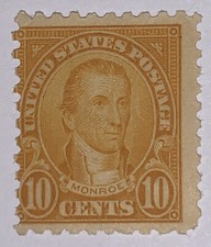 Travelstamps: 1923-1926 US Stamps Scott # 591, 10c Monroe Mint OG LH picture