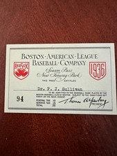 Vintage unique 1936 Boston Red Sox season pass - mint condition picture