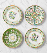Famille Rose Appetizer Plates, Green , Set of 4 picture