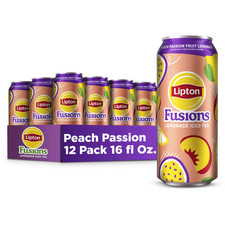 Lipton Fusions Peach Passionfruit Lemonade Iced Tea 16 fl oz Cans Pack of 12 picture