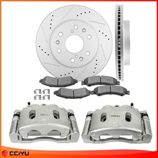 12.99'' Front Drilled Rotors Brake Calipers Brake Pads Kit For Chevy Tahoe Yukon picture