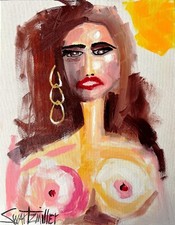Original COLORFUL Lady PORTRAIT PAINTING 16X20 canvas SWARTZMILLER DNA POP ART picture
