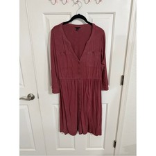Torrid Size 00 Rust Button Front Midi Shirt Dress Roll Tab Sleeves 11900388 picture