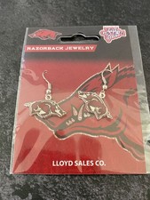 ARKANSAS RAZORBACKS RED DANGLE EARRINGS HOG HOGS NWT OFFICIALLY LICENSED  picture