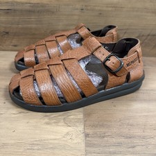 Mephisto Sam Fisherman Sandals Size EU 41 US 8 Mens Brown Pebble Leather Buckle picture