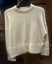 ZARA Women's XS Beige Solid Knit Mock Neck Ribbed Center Seam Pullover Sweater picture