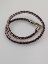 Tod's Italy Braided Leather Double Wrap Bracelet Blush Pink Burgundy 0214 picture