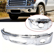 Fit For 2009-2014 Ford F150 NEW Chrome Steel Front Bumper Face Bar w/Fog Hole picture