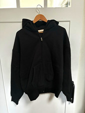 Essentials Fear of God Full Zip Hoodie Black Logo Fleece Pockets Men’s M picture