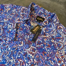 Cremieux Premium Denim Mens 3XT Paisley Stretch Button Up Shirt Blue Purple NWT picture