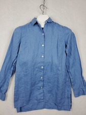 J. Jill Love Linen Blue Button Down Long Sleeve Women's Top Size XS Travel Coast picture