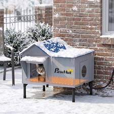 PawHut Heated Cat House Weatherproof Cat House for Outside with Heating Pad picture
